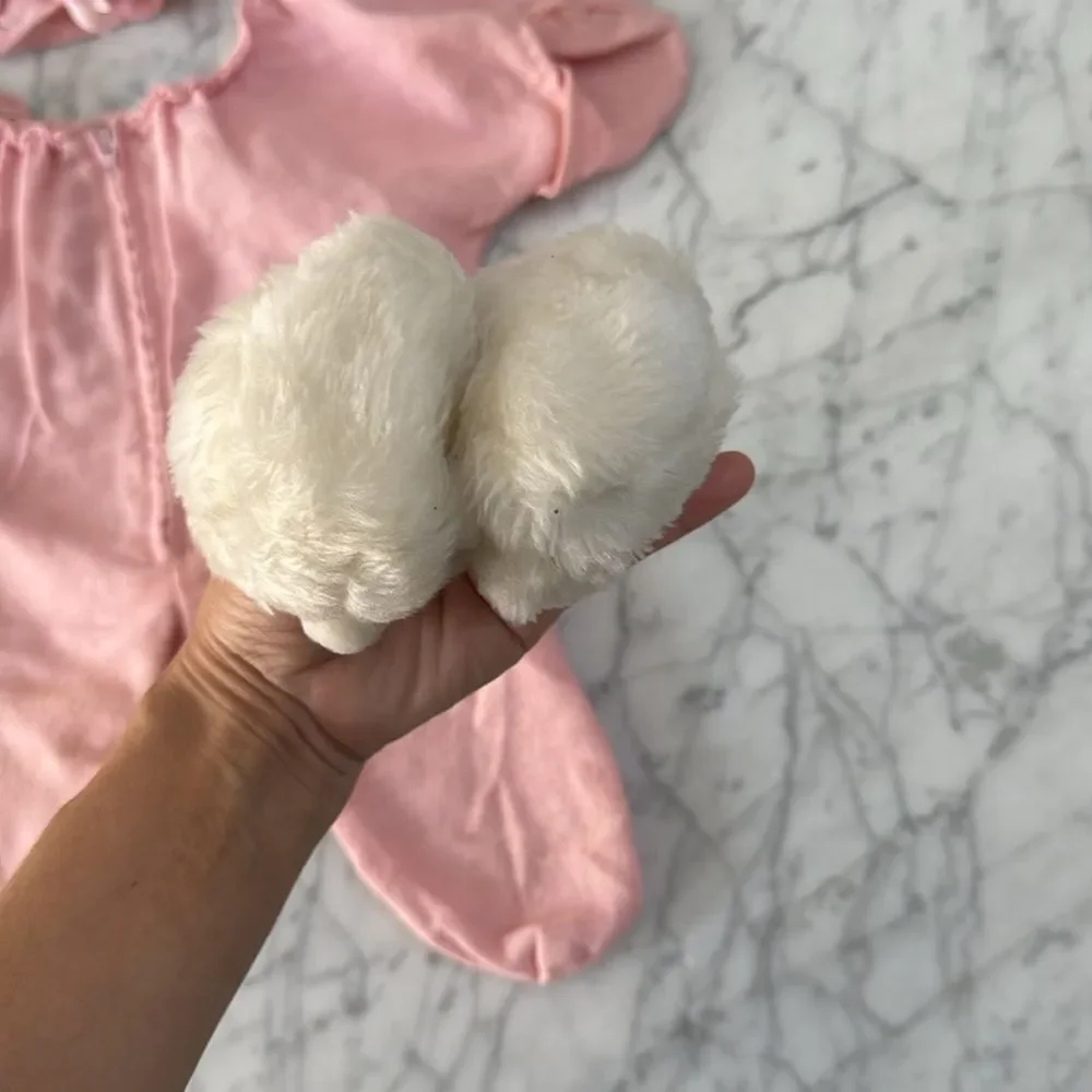 Handmade Infant Doll Bunny Ear Tail Outfit Hat Slippers